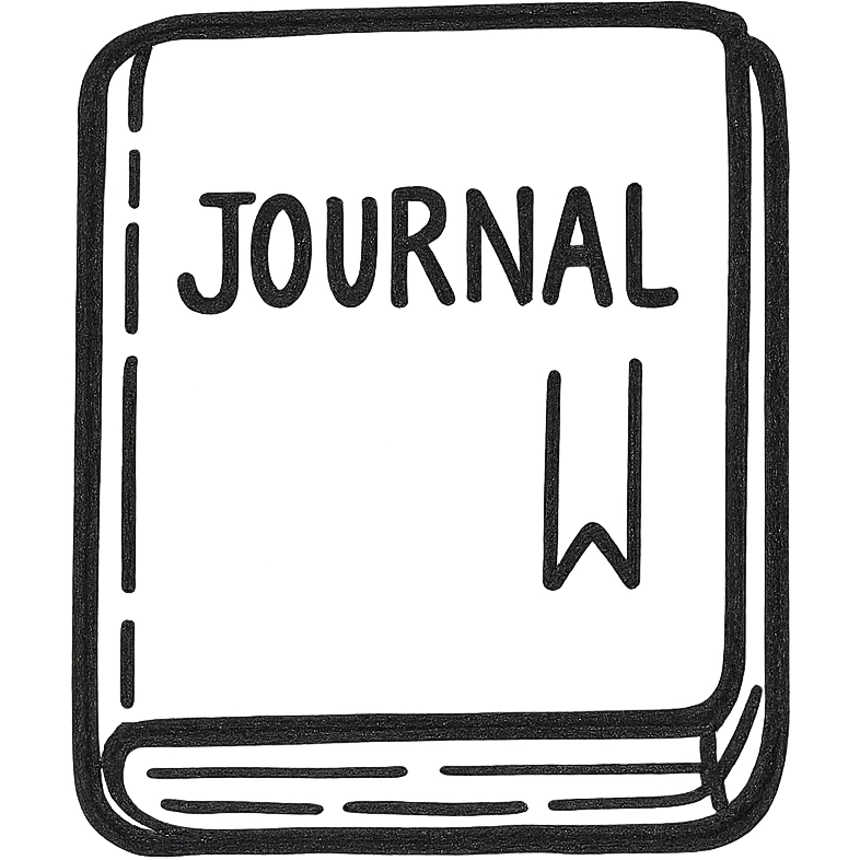 A journal icon in violet, hand-drawn style with a book cover and visible lines, giving it a personal touch. emoji