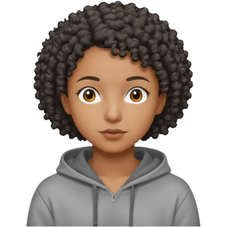 Make a Colombian with black super short curly hair wearing a grey hoodie emoji