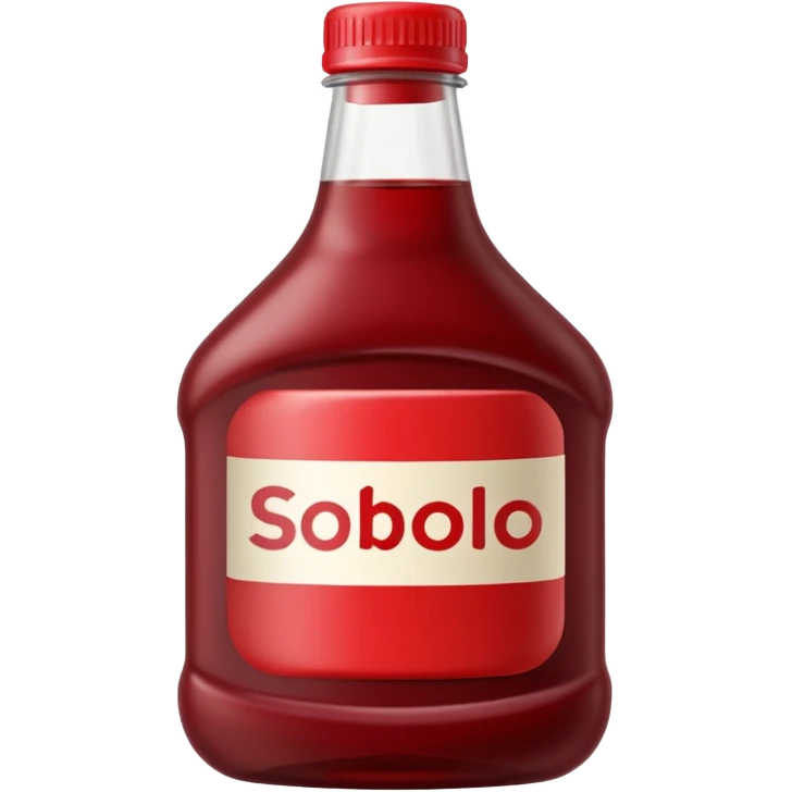 make a sobolo(ghanain drink) make it be in a bottle and the label should say sobolo and spell it like this and the drink dark red a plastic bottle and no fruit emoji