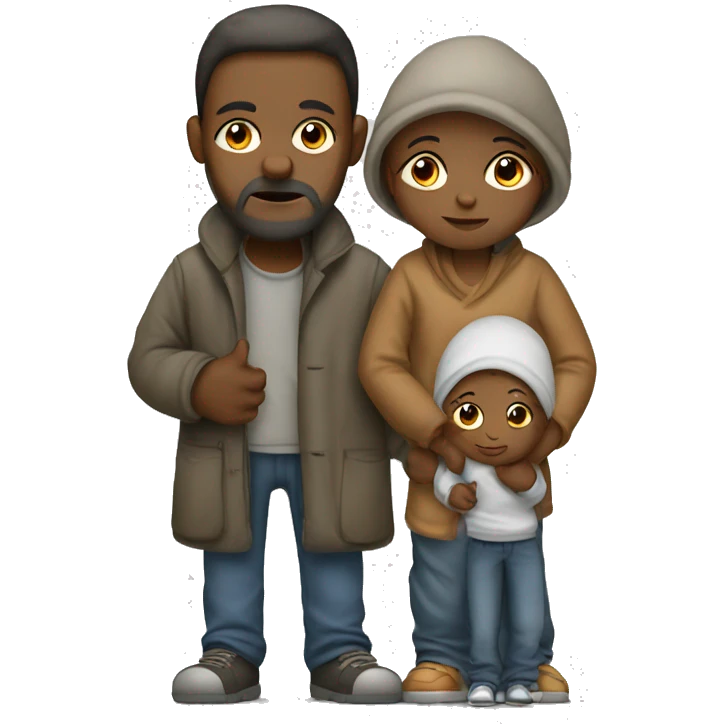 homeless poor family of 3 emoji