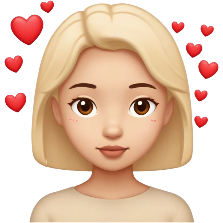 Ein Emoji der süß guckt und um ihn herum sind die kleine Herzen emoji