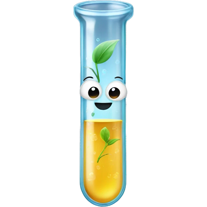 A test tube with a smiling face on it emoji