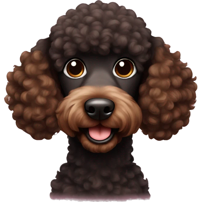 Black and brown poodle smiling emoji