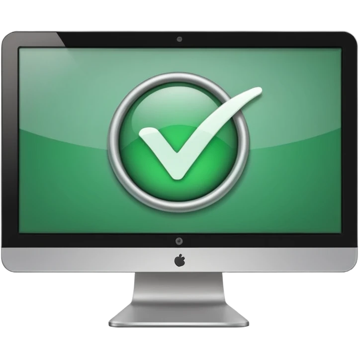 computer monitor showing a test check mark emoji