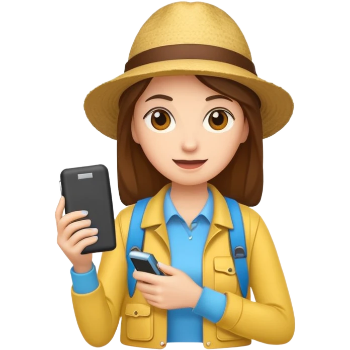 tourist woman holding powerbank emoji