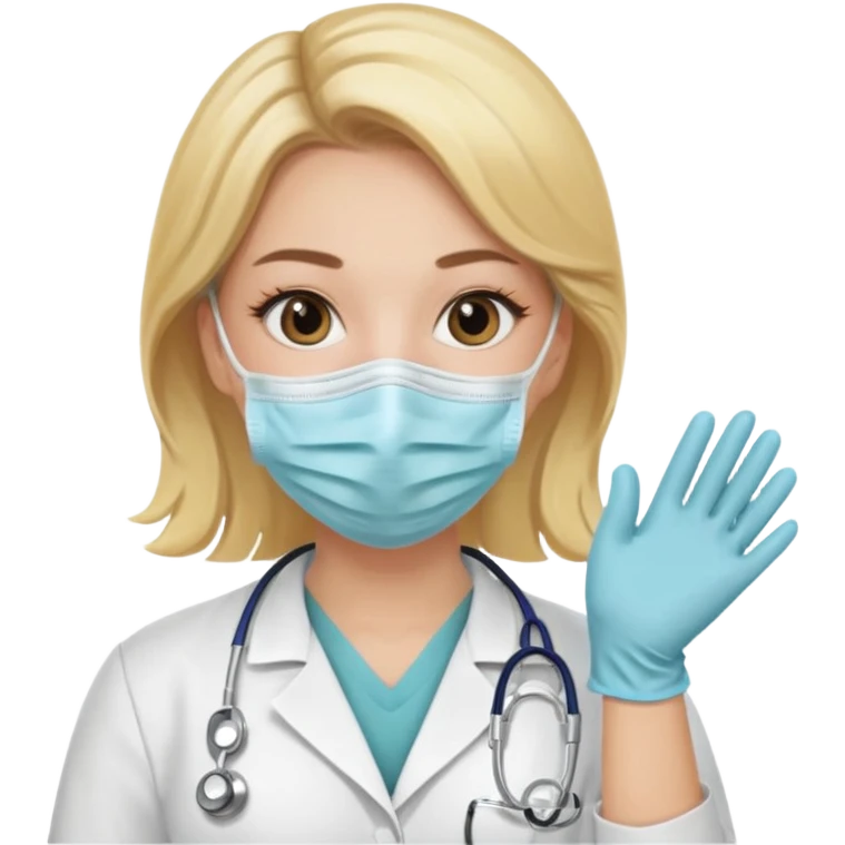 medica rubia con mascarilla y guantes emoji