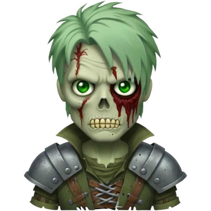 armoured zombie with hair emoji