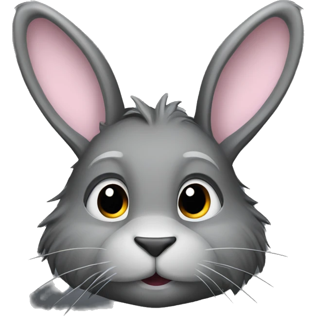 Lapin noir avec poils long gris emoji