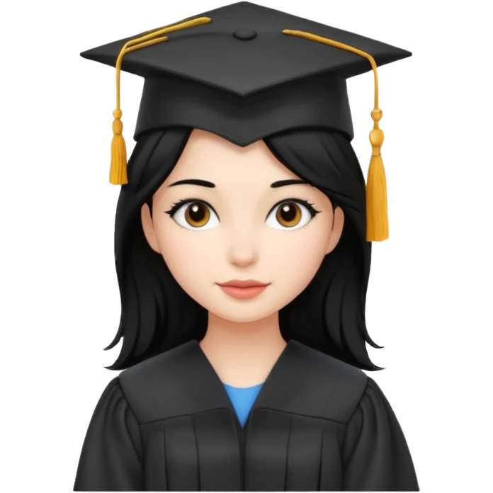 girl with beautiful black hair and graduation hat emoji