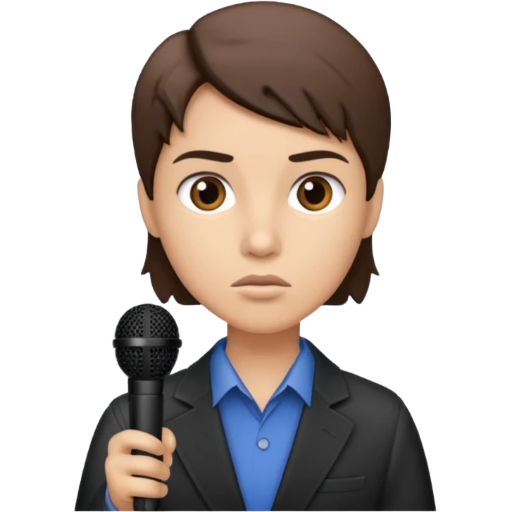 a journalist with a microphone emoji