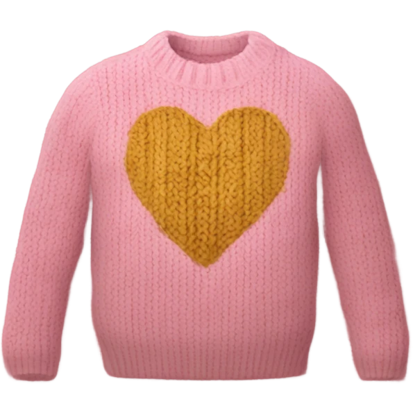 Knit pink sweater with golden heart design emoji