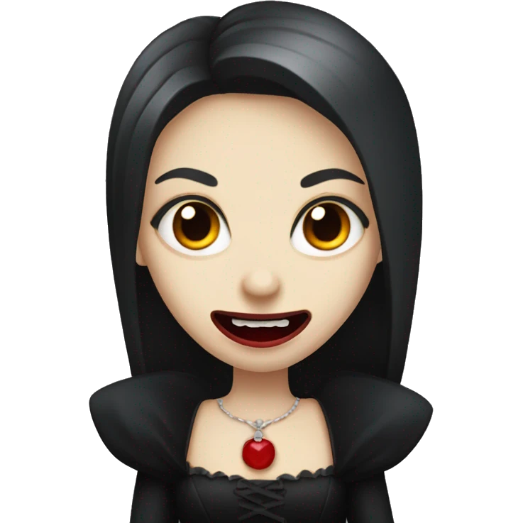 vampire with black dress and blood on teeth emoji