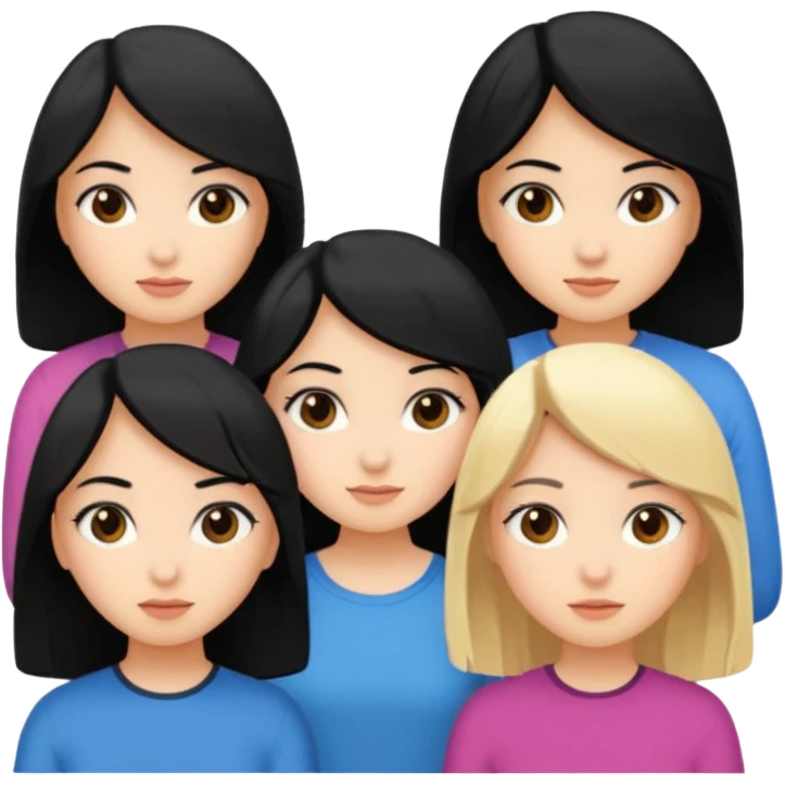 5 group of girls 4 having black hair 1 has blonde. All are brown except for the blonde one emoji