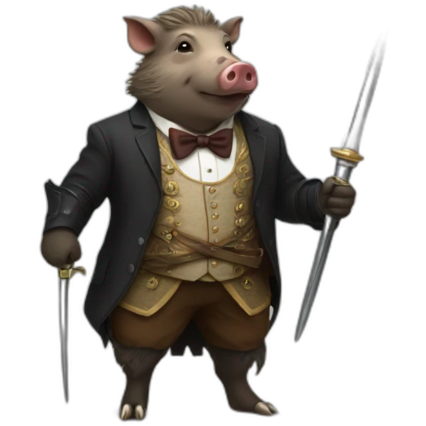well dressed boar with sabers emoji