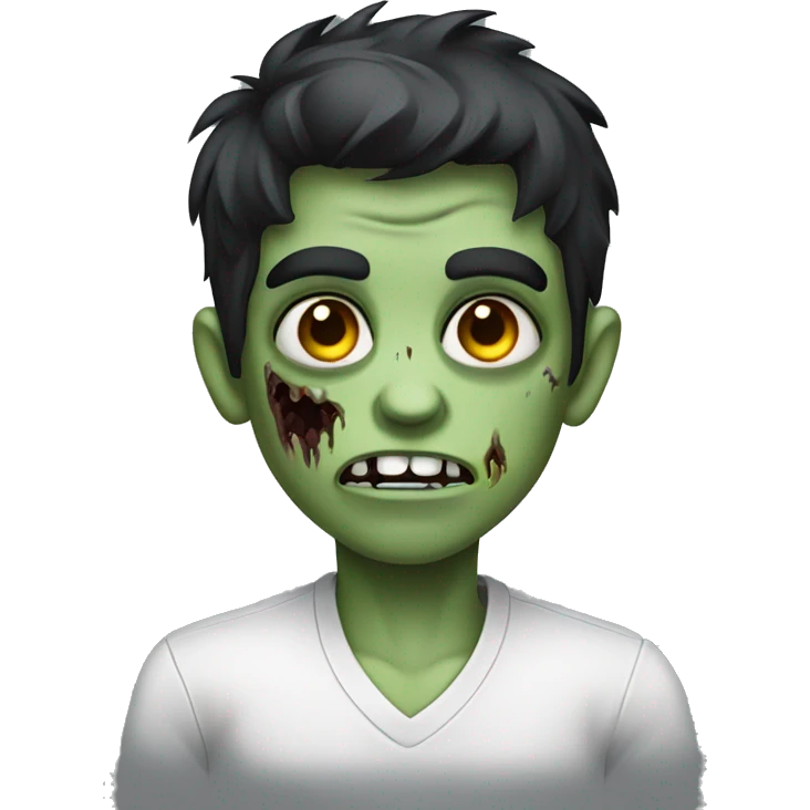 boy zombie with dark hair and white shirt emoji