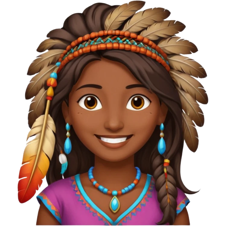 female indian with one feather in hair emoji