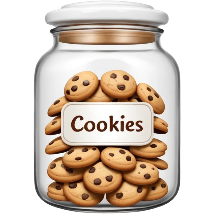 Ceramic jar with “Cookies” label and lid emoji