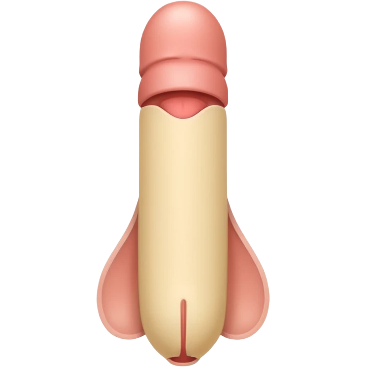 
Create an educational emoji of a male reproductive organ (penis) in a simplified cartoon style, flat 2D colors, Android emoji style, with clear outlines, neutral color, for teaching anatomy, 64x64 PNG, transparent background. emoji