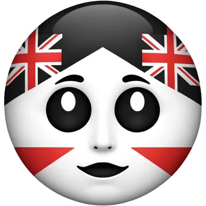Create this flag , the color are White all around And a face print on the center of the flag is black dont create an emoji face on the center  emoji