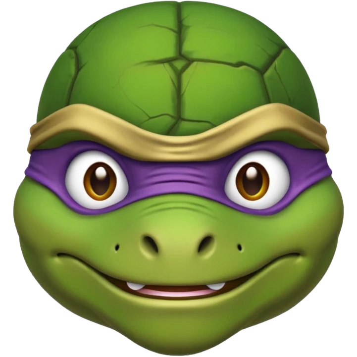 Donatello from Teenage Mutant Ninja Turtles, emoji style, head only, with a shell detail emoji