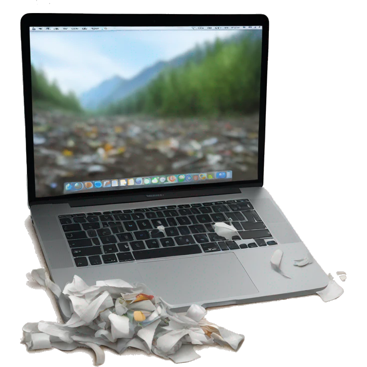 macbook with trash on desktop emoji