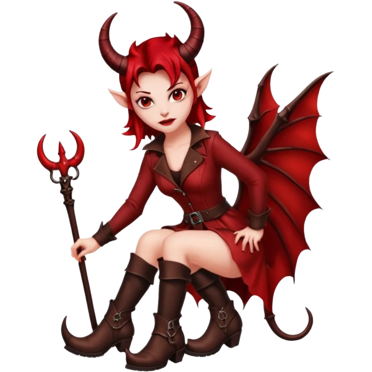 I need a female devil wearing leather boots emoji emoji