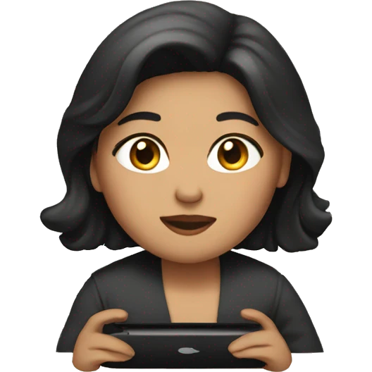 Kim is playing iPad emoji