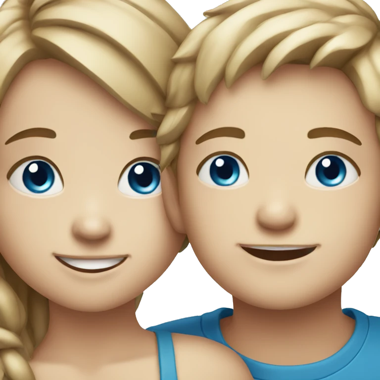 smiling boy and girl with blue eyes emoji