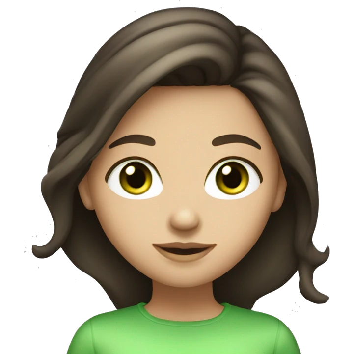 Brunette with light skin and green eyes girl cute emoji