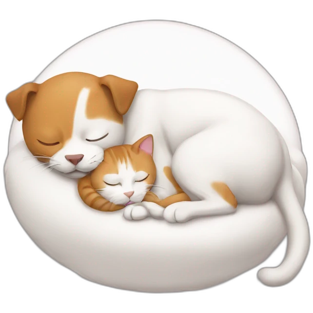 Cat sleeping on dog emoji