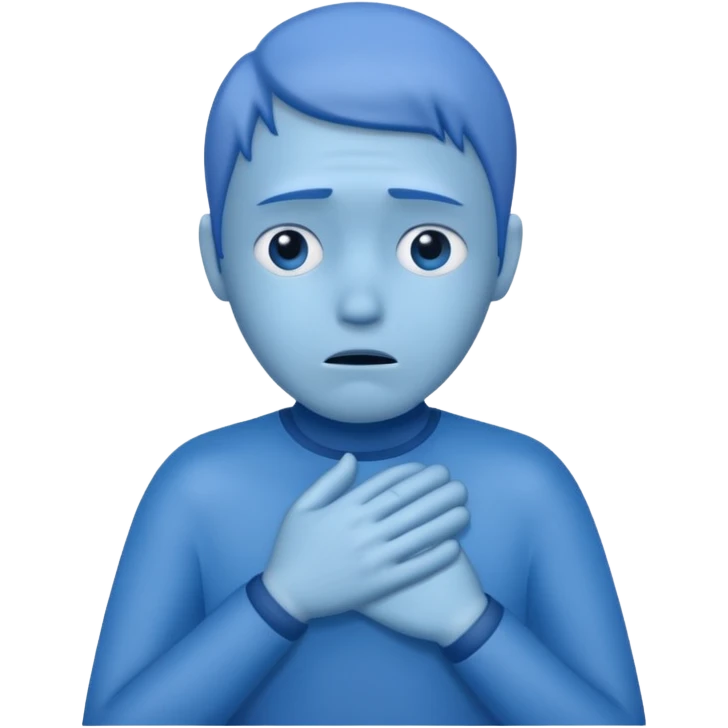 Uma pessoa azul de frio congelando emoji