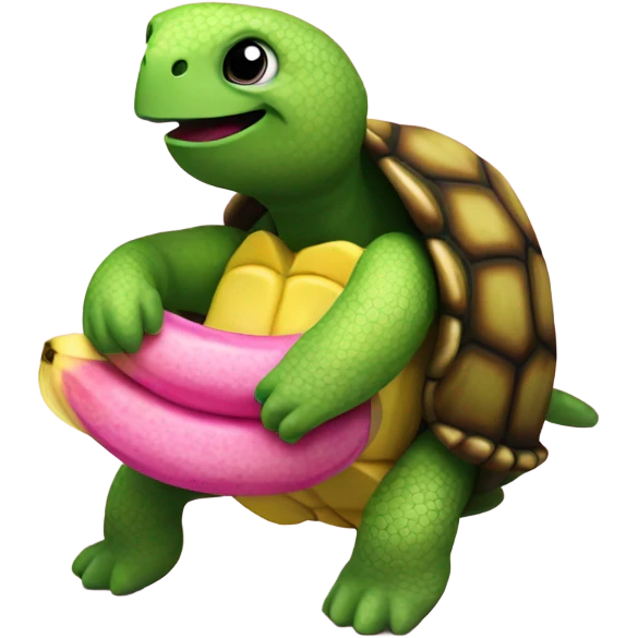 Turtle eating a pink banana emoji