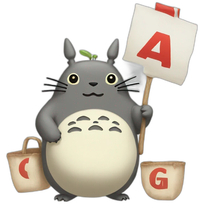 Totoro holding sign with capital letters maga on it emoji