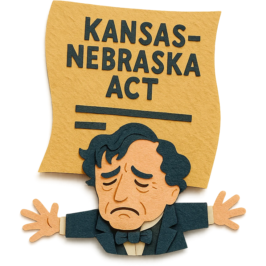 Kansas-Nebraska Act as a paper craft document squishing Franklin Pierce emoji