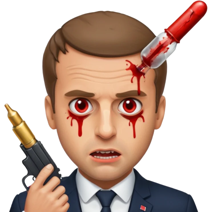 Emmanuel macron se prennant une balle dans la tête  emoji