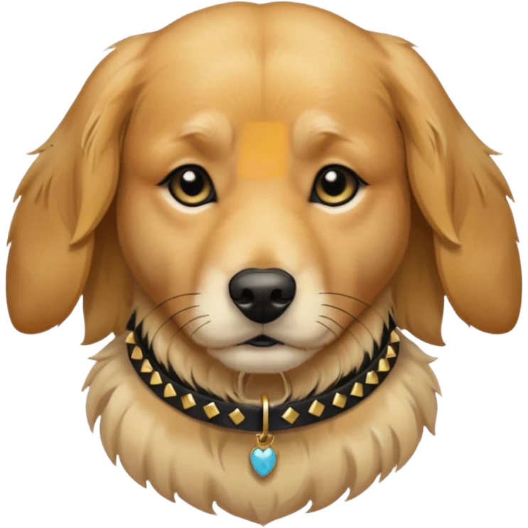 Sad golden retriever dog wearing goth accessories emoji