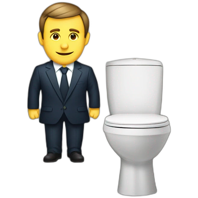 Macron sur un toilettes emoji