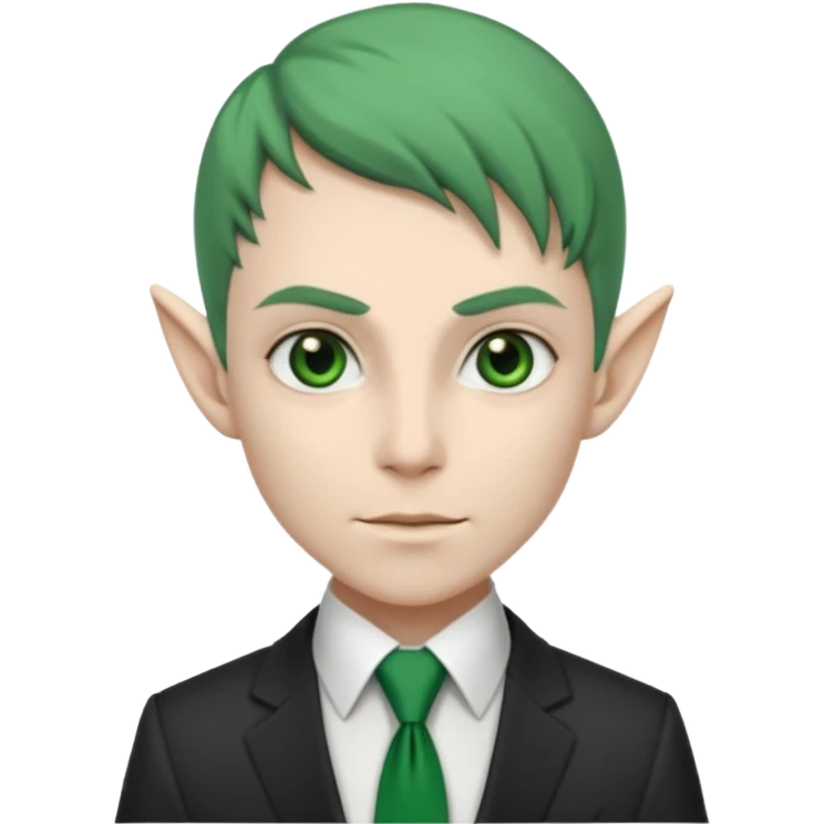 dark elf with tie, business, green tie emoji