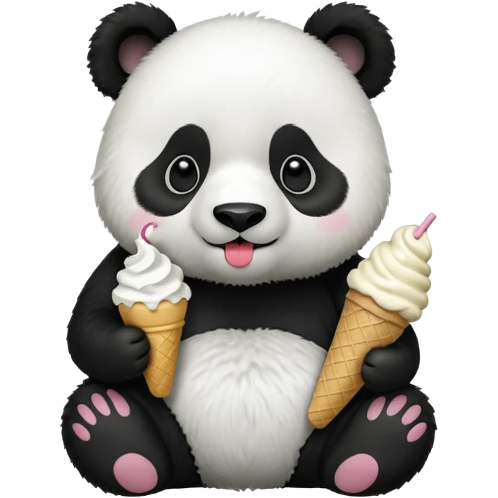 Panda eating ice cream emoji