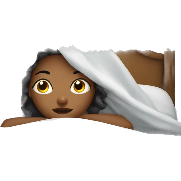 woman covering herself from the cold with sheets in bed emoji