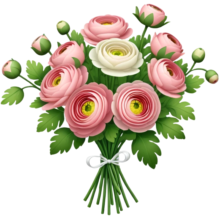 bouquet of ranunculus with white vines (white) 17 flowers  emoji