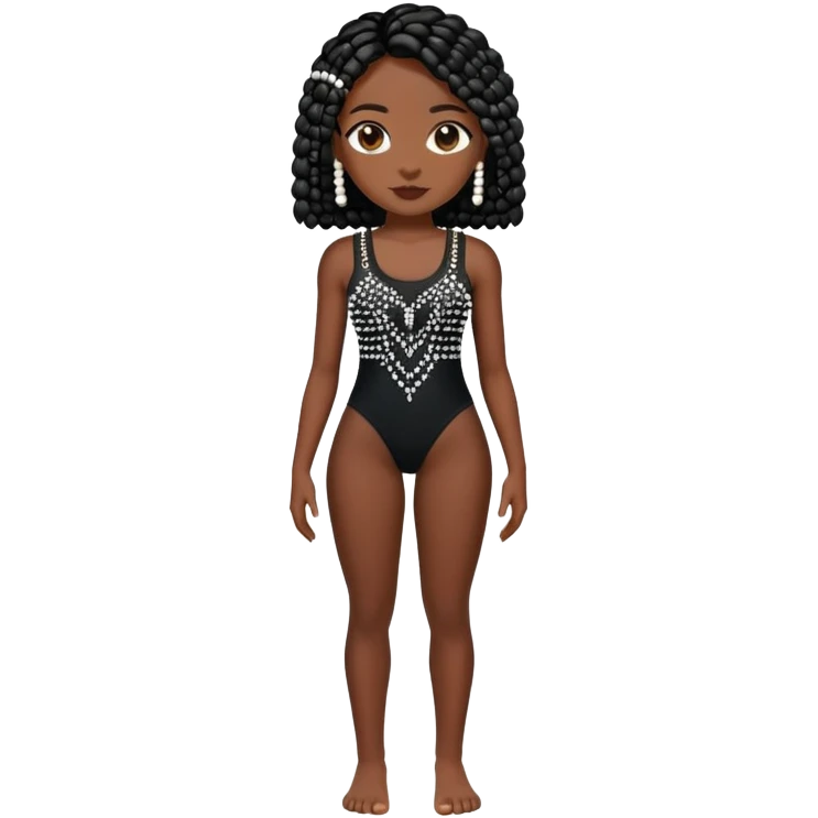 Women’s Black weaved tank top body suit with white beads emoji