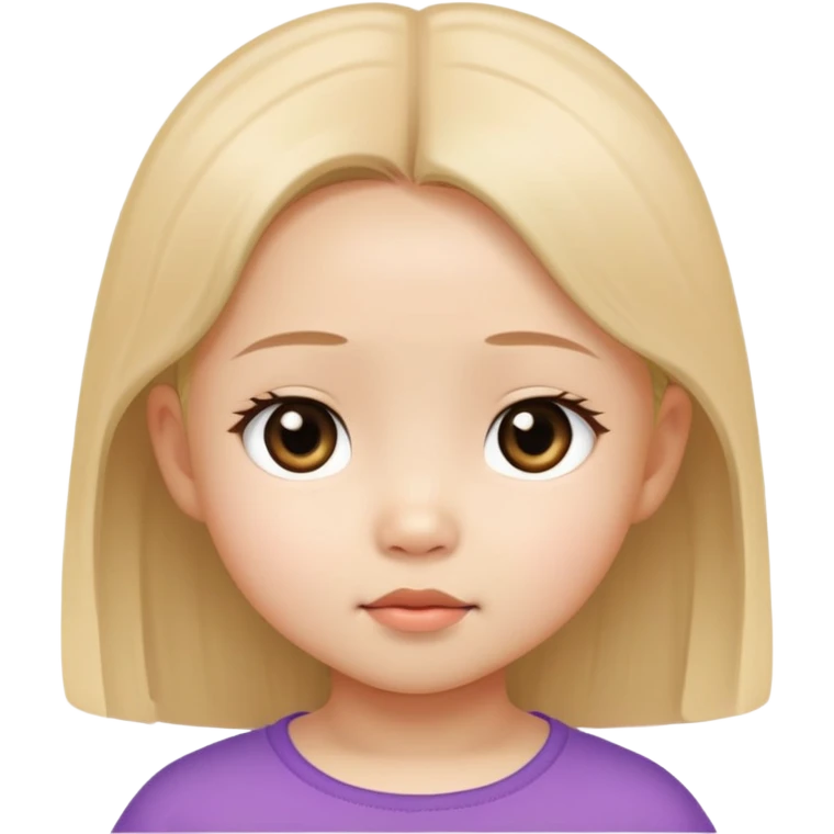 toddler girl face, Asian eyes, light skin, straight hair, no neck emoji