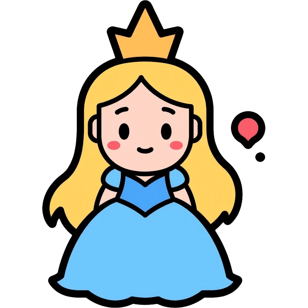 Glinda the Good Witch, blonde hair, blue dress, crown, and bubble emoji