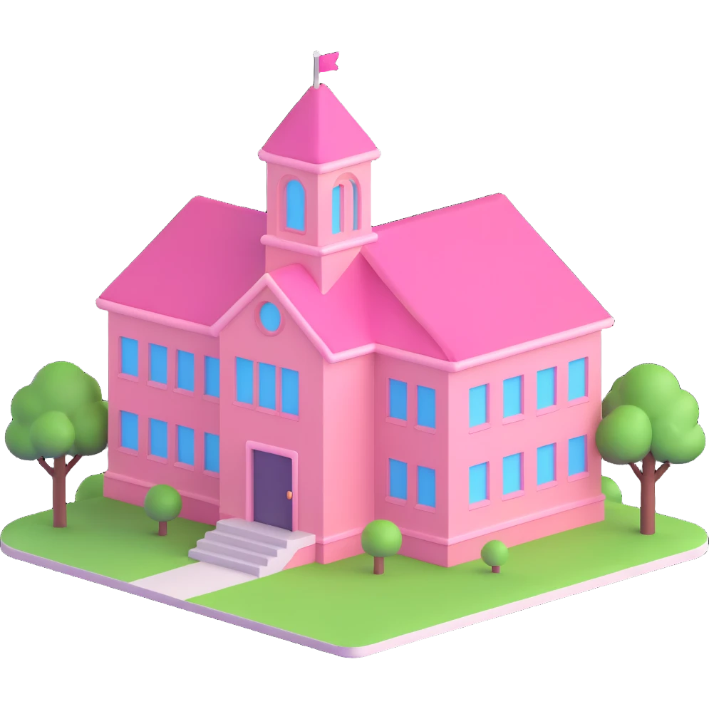 pink school building emoji