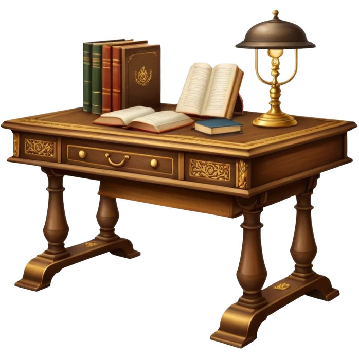 Wooden vintage academia table desk  emoji