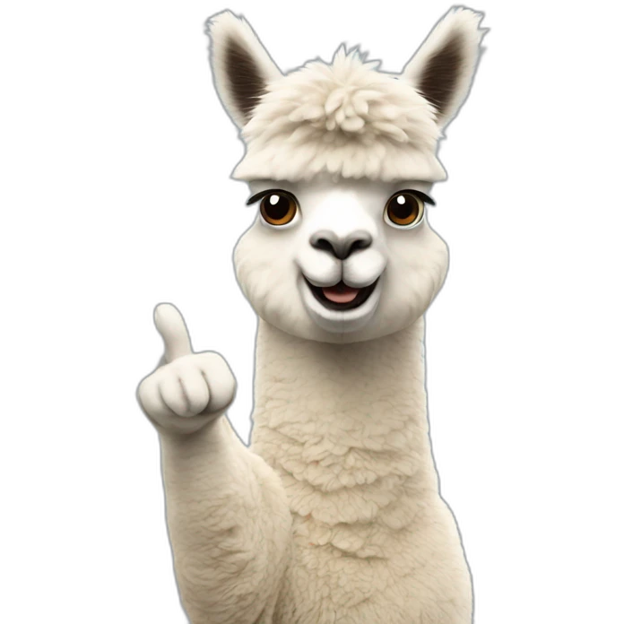 Alpaca thumb Up on 4k emoji