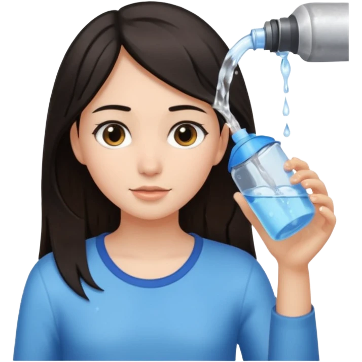 una chica soltando encima de la cabeza de otra chica emoji