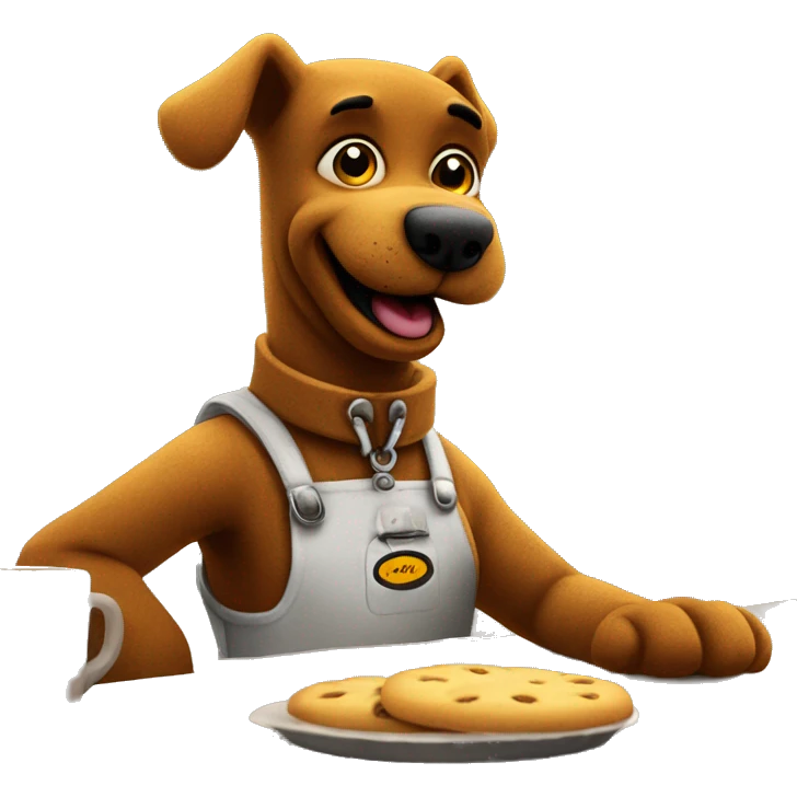 Scrappy doo working taking orders at a biscuitville emoji