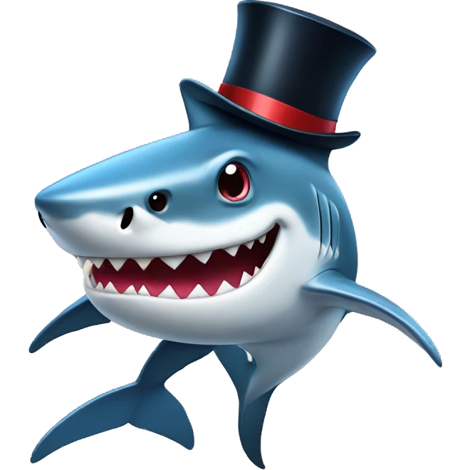 Shark with a top hat emoji